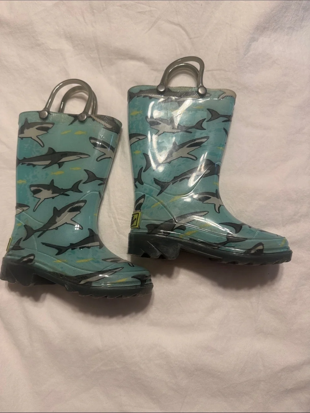 Western Chief Aqua Shark Print Kids Rain Boots